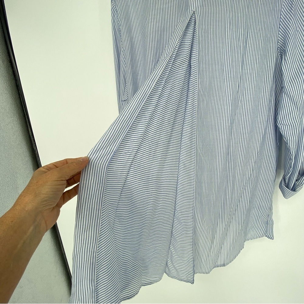 Chico's stripe blue white easy shirt button down long sleeve collared NWT - Picture 8 of 15